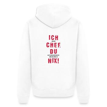 Ich Chef du nix - Unisex Premium Bio Zip Hoodie - Weiß - Hinten - Thijin (182cm)