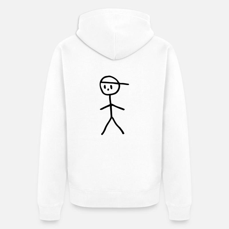 Strichmännchen - Junge - Unisex Premium Bio Zip Hoodie - Weiß