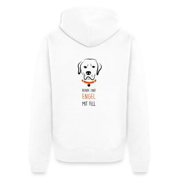 Hunde sind Engel mit Fell - Unisex Premium Bio Zip Hoodie - Weiß - Hinten - Thijin (182cm)