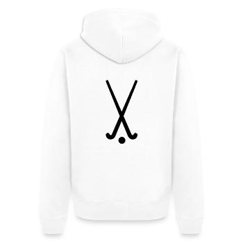 feldhockey_silhouette_f1 - Unisex Premium Bio Zip Hoodie - Weiß - Hinten - Thijin (182cm)