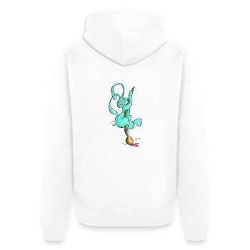Zeichnerbunny mit Pinsel - Unisex Premium Bio Zip Hoodie - Weiß - Hinten - Thijin (182cm)