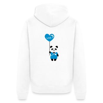 Pärchenshirt "Panda" Junge - Unisex Premium Bio Zip Hoodie - Weiß - Hinten - Thijin (182cm)