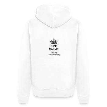 Keep Calm ! I try to learn english - Veste à capuche bio Premium Unisexe - blanc - Dos - Thijin (182cm)