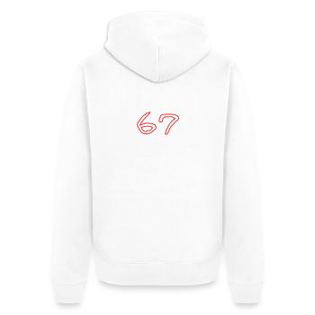 67 - Unisex Premium Bio Zip Hoodie - Weiß - Hinten - Thijin (182cm)