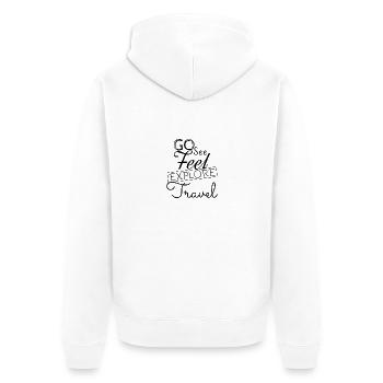 Reise - Unisex Premium Bio Zip Hoodie - Weiß - Hinten - Thijin (182cm)