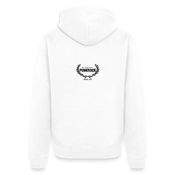 Old School Punkrock Since 1977 (schwarzer Druck) - Unisex Premium Bio Zip Hoodie - Weiß - Hinten - Thijin (182cm)