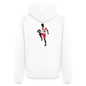 Joueur de foot avec ballon de foot - Veste à capuche bio Premium Unisexe - blanc - Dos - Thijin (182cm)