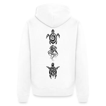 Two Turtles and a Jellyfish (Black) - Unisex Premium Organic Zip Hoodie - white - Back - Thijin (182cm)