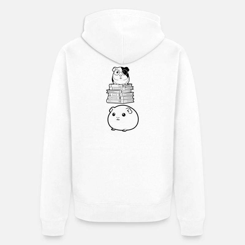 Nerd des livres cochons d’Inde, - Veste à capuche bio Premium Unisexe - blanc