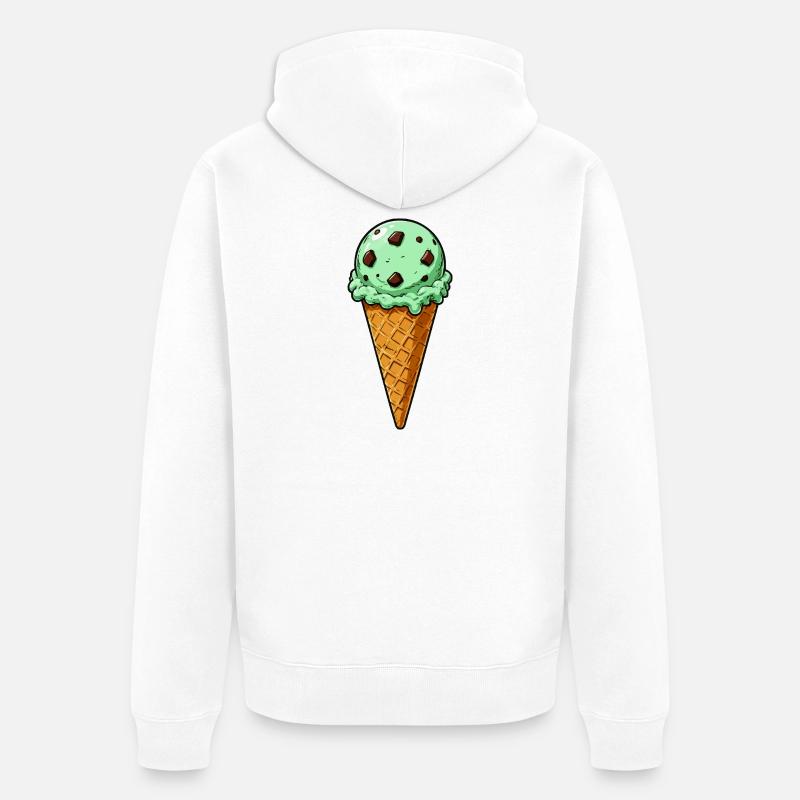 Culasse de glace menthe chocolat - Veste à capuche bio Premium Unisexe - blanc