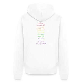 AFD WÄHLEN IST WIE AUS DEM KLO TRINKEN, FCK NZS  - Unisex Premium Bio Zip Hoodie - Weiß - Hinten - Thijin (182cm)