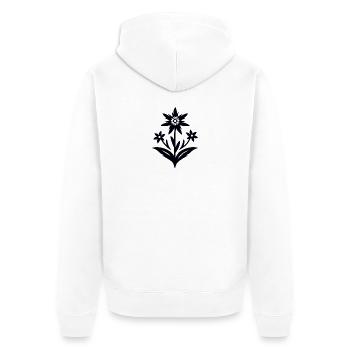 Edelweiß / Blume - Unisex Premium Bio Zip Hoodie - Weiß - Hinten - Thijin (182cm)