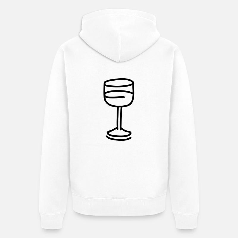 Weinglas - line - Unisex Premium Bio Zip Hoodie - Weiß