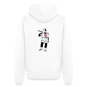 tellneu - Unisex Premium Bio Zip Hoodie - Weiß - Hinten - Thijin (182cm)