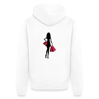 Shopping - Unisex Premium Bio Zip Hoodie - Weiß - Hinten - Thijin (182cm)