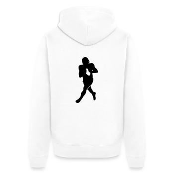Football player - Unisex Premium Bio Zip Hoodie - Weiß - Hinten - Thijin (182cm)