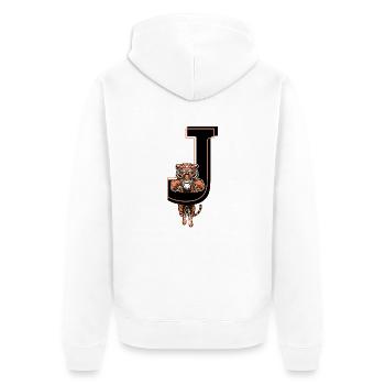 Tiger j Brief - Geschenkidee - Unisex Premium Bio Zip Hoodie - Weiß - Hinten - Thijin (182cm)