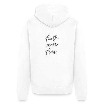 faith over fear - Unisex Premium Bio Zip Hoodie - Weiß - Hinten - Thijin (182cm)