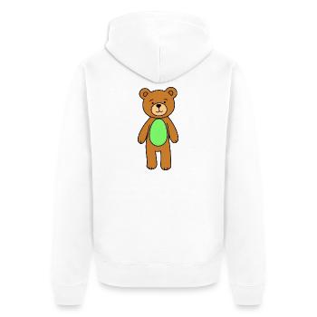 Kuschelbär Grünbauch Cartoon - Unisex Premium Bio Zip Hoodie - Weiß - Hinten - Thijin (182cm)