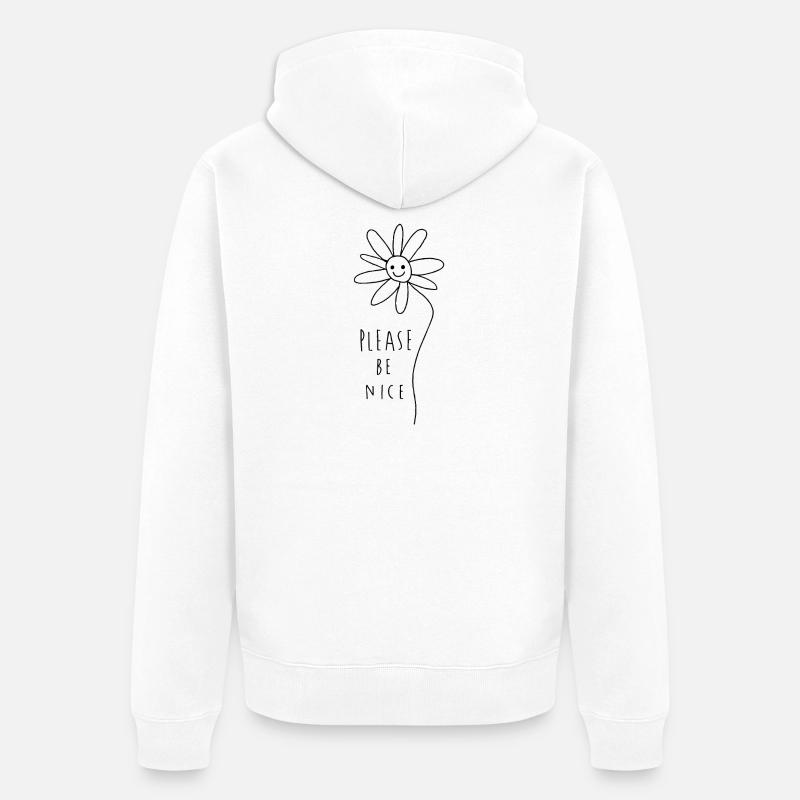 Please be nice – Friendly Minimal Statement - Unisex Premium Organic Zip Hoodie - white