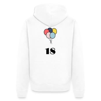 18. 18 ANS. 18e ANNIVERSAIRE. ANNIVERSAIRE 18 ANS. - Veste à capuche bio Premium Unisexe - blanc - Dos - Thijin (182cm)