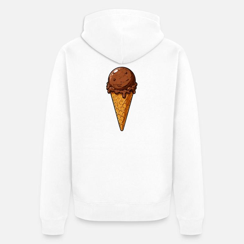 Une cuillère de glace au chocolat - Veste à capuche bio Premium Unisexe - blanc