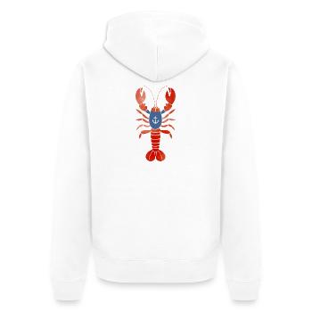 Lobster with Anchor Shirt – Maritime Design - Unisex Premium Organic Zip Hoodie - white - Back - Thijin (182cm)