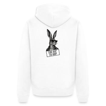 Too Hip to Hop – Cooler Hase mit Sonnenbrille - Unisex Premium Bio Zip Hoodie - Weiß - Hinten - Thijin (182cm)