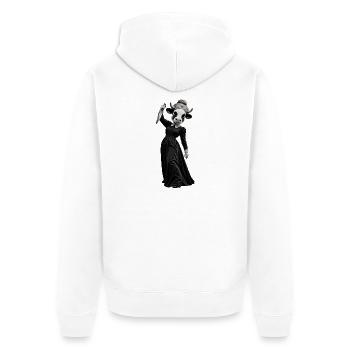 PSY COW - Unisex Premium Bio Zip Hoodie - Weiß - Hinten - Thijin (182cm)