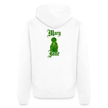 Vintage Mary Jane — 4:20 Gothic Cannabis Ritual - Unisex Premium Bio Zip Hoodie - Weiß - Hinten - Thijin (182cm)