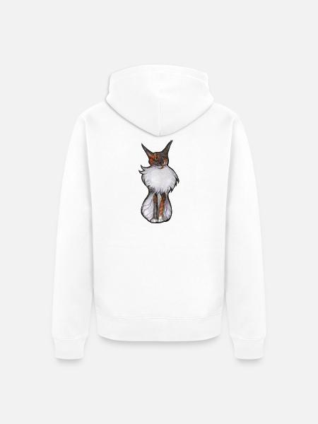 Verspieltes Calico-Katzenporträt - Unisex Premium Bio Zip Hoodie - Weiß