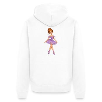 Lavendel Prinzessin Ballett Design - Unisex Premium Bio Zip Hoodie - Weiß - Hinten - Thijin (182cm)