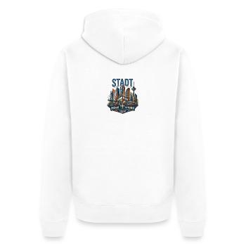 Stadt Dynamik: Kultur & Licht - Unisex Premium Bio Zip Hoodie - Weiß - Hinten - Thijin (182cm)