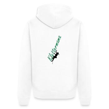 Klettermama - Unisex Premium Bio Zip Hoodie - Weiß - Hinten - Thijin (182cm)