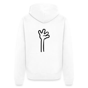 comic langer arm hochheben winken hand cartoon des - Unisex Premium Bio Zip Hoodie - Weiß - Hinten - Thijin (182cm)
