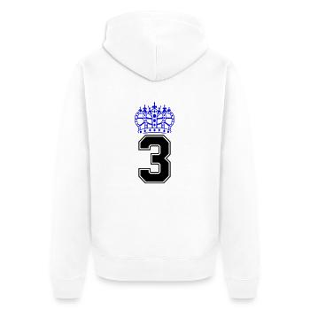 3 krone - Unisex Premium Bio Zip Hoodie - Weiß - Hinten - Thijin (182cm)