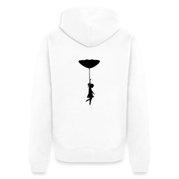 alles gute kommt von oben - Unisex Premium Bio Zip Hoodie - Weiß - Hinten - Thijin (182cm)