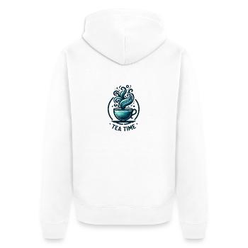 Tea Time - Unisex Premium Bio Zip Hoodie - Weiß - Hinten - Thijin (182cm)