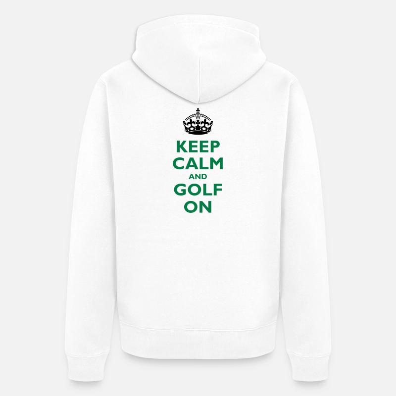 Keep calm and golf on - Unisex Premium Bio Zip Hoodie - Weiß