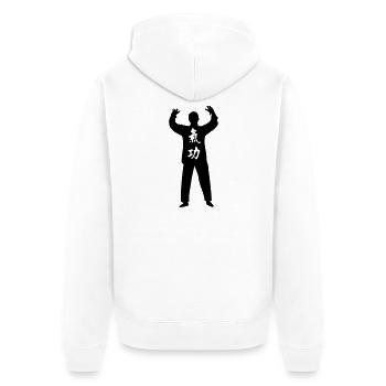 Kung Fu Qi Gong - Unisex Premium Bio Zip Hoodie - Weiß - Hinten - Thijin (182cm)