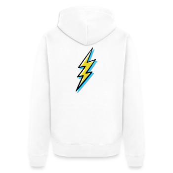 Blitz im Vorhut-Stil - Unisex Premium Bio Zip Hoodie - Weiß - Hinten - Thijin (182cm)