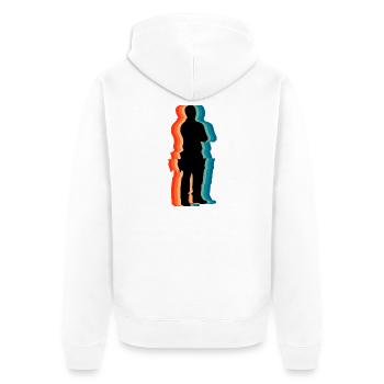 Retro Tischler Silhouette Vintage-Holzarbeiter - Unisex Premium Bio Zip Hoodie - Weiß - Hinten - Thijin (182cm)