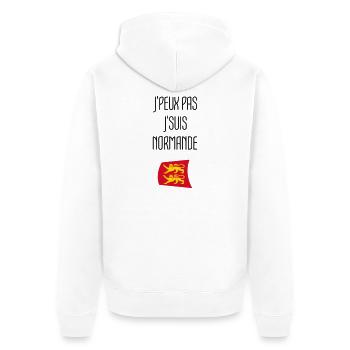 Humour Normandie J'peux pas j'suis Normande - Veste à capuche bio Premium Unisexe - blanc - Dos - Thijin (182cm)