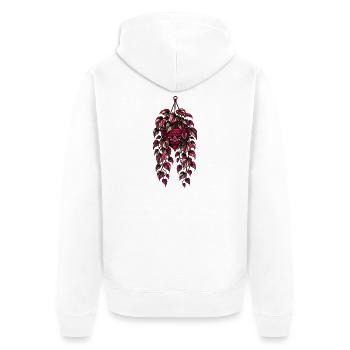 Neon Hängepothos – Dark Botanical Design - Unisex Premium Bio Zip Hoodie - Weiß - Hinten - Thijin (182cm)