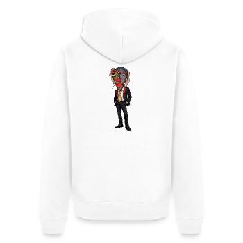 Surreales Anzugporträt Farbsplitter - Unisex Premium Bio Zip Hoodie - Weiß - Hinten - Thijin (182cm)