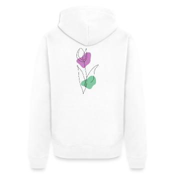 Tulipe Lineart avec des formes pastel - Veste à capuche bio Premium Unisexe - blanc - Dos - Thijin (182cm)