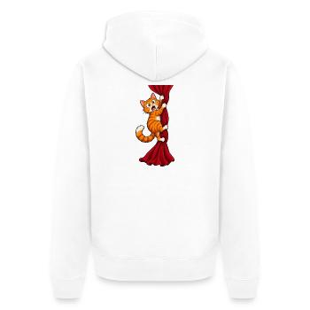 Angsthase klettert über den Vorhang - Unisex Premium Bio Zip Hoodie - Weiß - Hinten - Thijin (182cm)