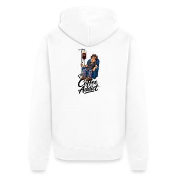 Coffee Addict Kaffeesüchtig - Unisex Premium Bio Zip Hoodie - Weiß - Hinten - Thijin (182cm)