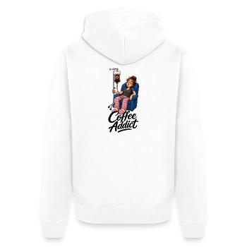 Coffee Addict Kaffeesüchtig - Unisex Premium Bio Zip Hoodie - Weiß - Hinten - Thijin (182cm)