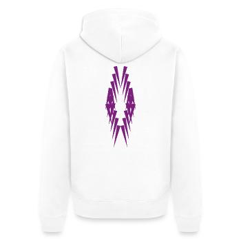 Geometrische Violettspitzen Silhouette - Unisex Premium Bio Zip Hoodie - Weiß - Hinten - Thijin (182cm)